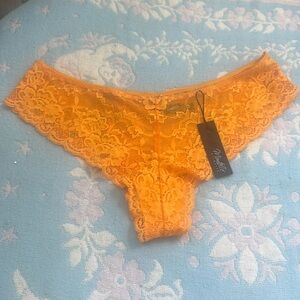 NWT Montelle *Mango Sorbet* Orange Cheeky Brazilian Tanga Panty Sz L